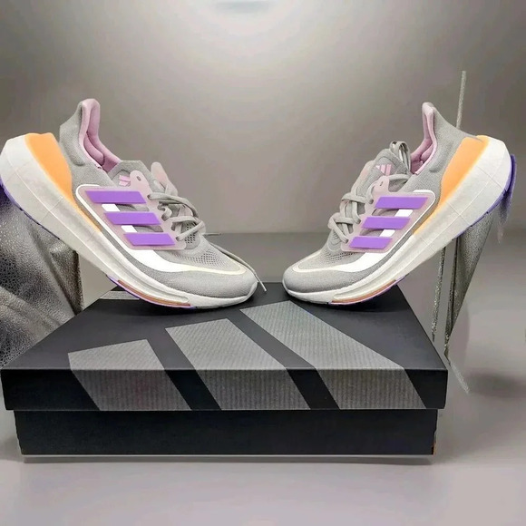 Adidas 11W / 9.5 M Ultraboost Light Running Shoes Grey Violet Orange IE1762 - Picture 4 of 15